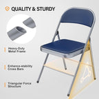 VINGLI 10 Pack Folding Chairs with Padded Seats, Metal Frame with Pu Leather Seat & Back, Capacity 350 lbs, Blue