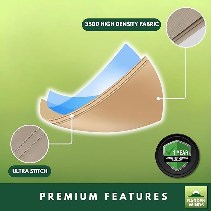 Garden Winds Durable Replacement Canopy Top Cover Compatible with The 49964, 23700 Aldi Gardenline Belavi and Shoprite Pergola - Classic Sand Beige, 350