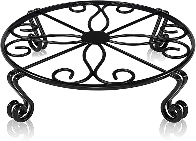 Black Plant Stand for Flower Pot Heavy Duty Potted Holder Indoor Outdoor Metal Rustproof Iron Garden Container Round Supports Rack for Planter Bronze, Pumpkin Stand Outdoor……