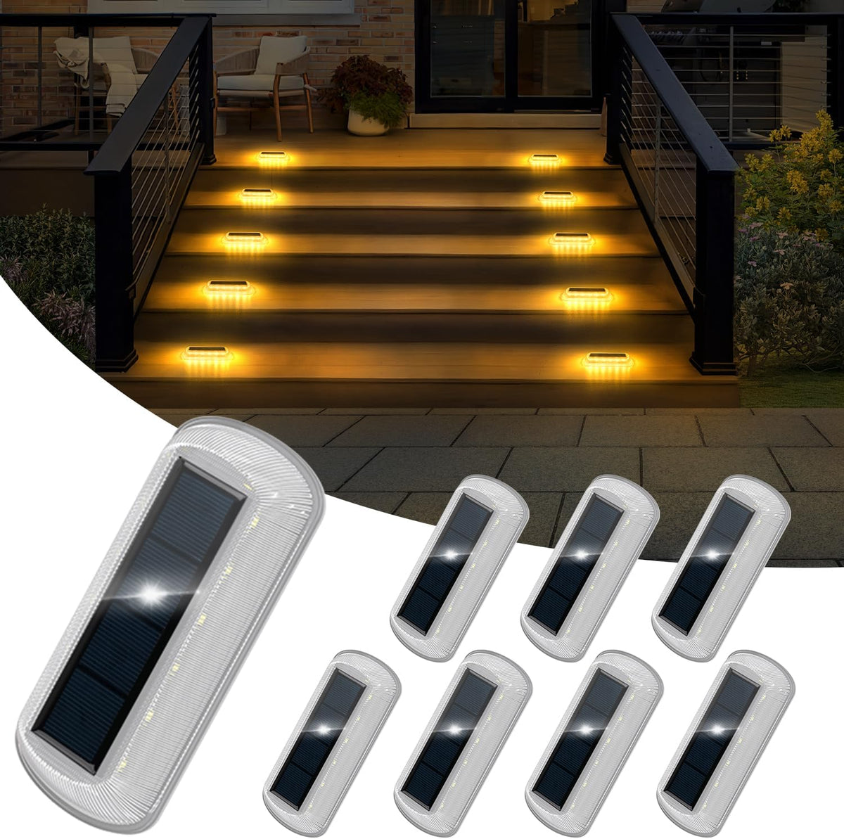 t-sun solar deck lights outdoor waterproof, warm white, main product view
