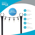 BIRDROCK HOME Poles for Outdoor String Lights - Weather Resistant, Durable, Easy to Install, Sturdy Pole for Garden, Patio & Backyard - Set of 2, 10ft, Black