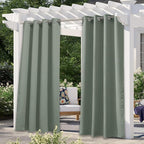NICETOWN Patio Curtain for Outdoor Waterproof 120 inch Long, Extra Long Rustproof Grommet Thermal Insulated Sun Blocking Outdoor Drapes Privacy for Porch/Gazebo, 52" Wide, Sage Green, 1 Panel