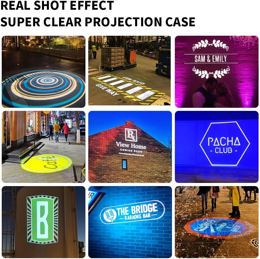 110W GOBO Projector Custom Logo Led Light HD Image for Business Indoor Outdoor Ip67 Waterproof Rotating Advertising Projection Light for Floor Wedding (White)