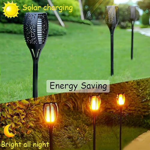 4 Pack Outdoor Solar Flame Light,Solar Lights Outdoor for Garden Decorations with Flickering Flame,IP65 Waterproof Solar Powered Yard Lights Torch Light for Lawn Patio Pathway (Warm White)