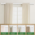Curtain Rods for Windows 28 to 48, 1 Inch Adjustable White Heavy Duty Curtain Rod, Modern Style Indoor Outdoor Drapery Rods with End Caps, Size 32" - 60"