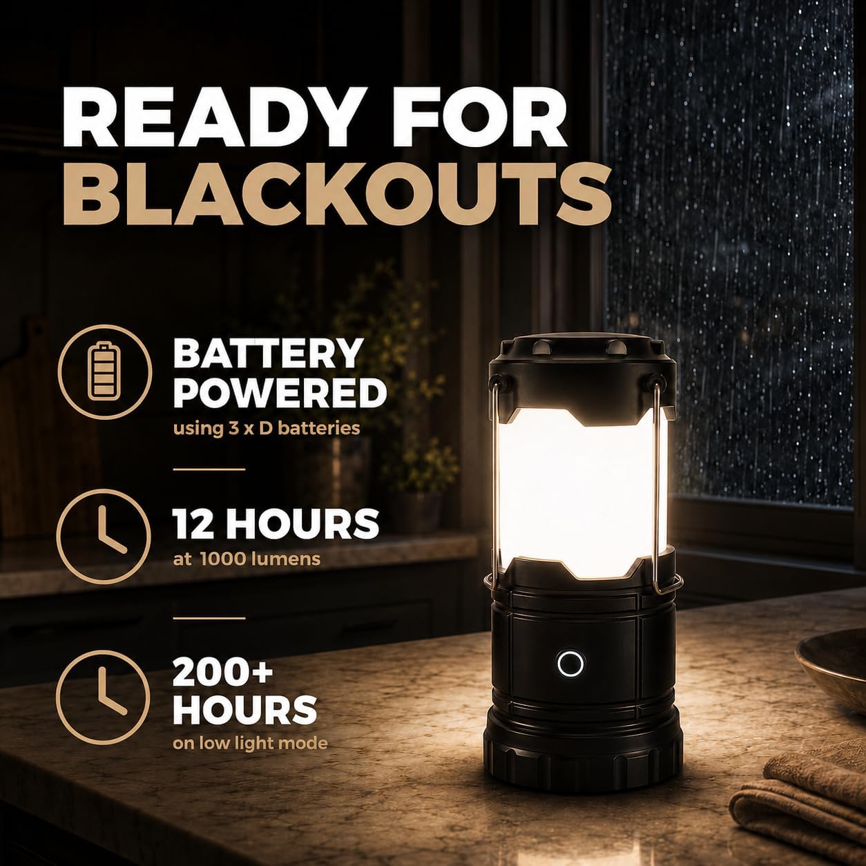 MalloMe LED Camping Lantern, Battery Powered Lanterns for Power Outages, Portable Hanging Collapsible Camping Lights for Outdoor, Home, Emergency, Hurricane Lamp Survival Outage Light 1000 lumens
