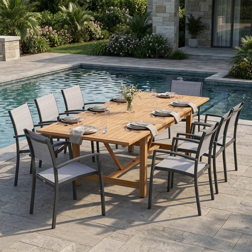 Amazonia Franklin 4-Piece Aluminum Stackable Patio Dining Chairs | Ideal for Outdoors and Indoors