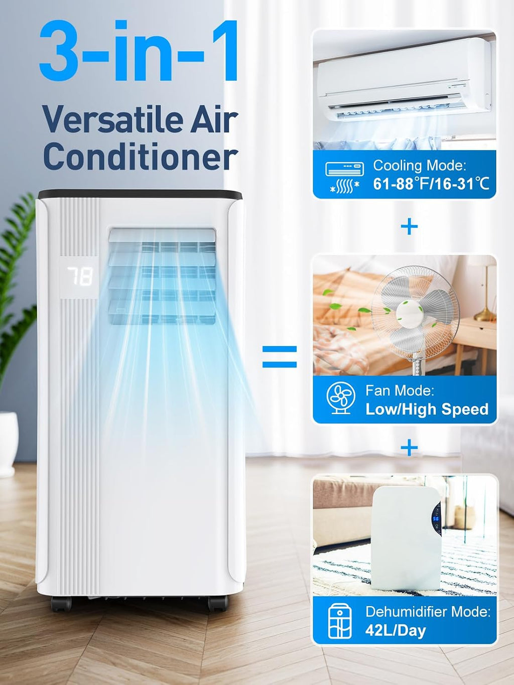portable air conditioners - 2026 upgraded 10000 btu, close-up detail