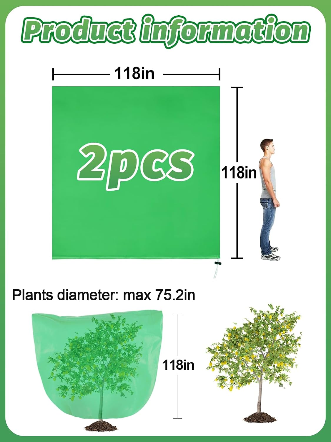 anphsin 2 pcs 9.8ft x 9.8ft extra large, side view