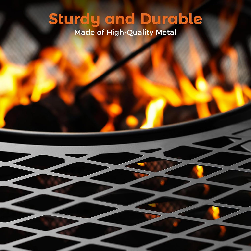 bali outdoors fire pit with poker showing dimensions