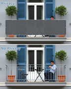 sunlax waterproof balcony privacy screen 3.3'x19.7' dark grey shown in use