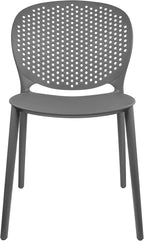 2xhome Set of 4 Patio Dining Chairs | Modern Stackable Outdoor Pool Side Chair | Weather Resistant Plastic for Yard, Porch, Balcony, Kitchen, Gray