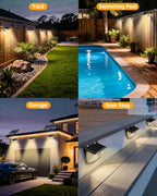 Aootek New Solar Motion Sensor Lights 120 LEDs with Lights Reflector,270° Wide Angle, IP65 Waterproof, Step Lights for Front Door, Yard, Garage, Deck (Black, Warm White, 4-Pack)