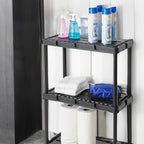 Gracious Living 2 Pack Light Duty Storage Shelves, Knect-A-Shelf 3-Shelf Ventilated Shelving Rack Organizer for Home, Garage, Basement, Laundry, Black