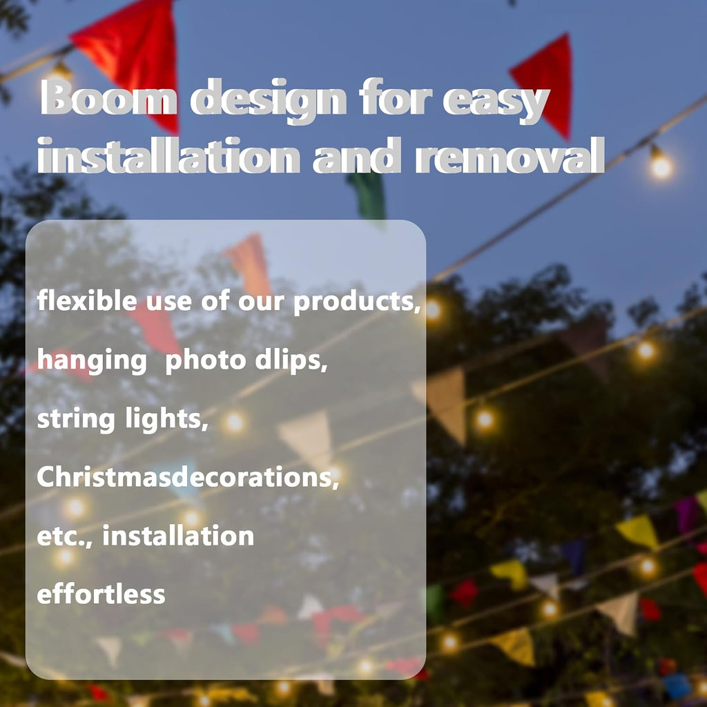 4 Pack String Light Poles,Hanging Light Poles for Outdoor String Lights, Metal Suspension String Light Poles with Carabiner,Hanging Light Poles for Deck Fence Garden Backyard Wall Bistro