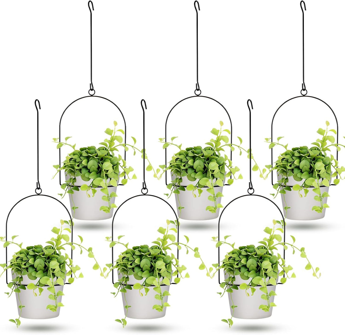 hushee 6 packs metal hanging planter for outdoor, main product view