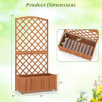 giantex solid acacia wood planter box with trellis, side view