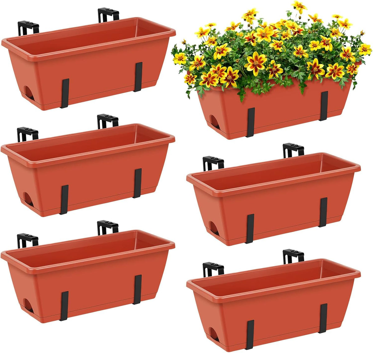 eteli railing planter box 6 pack balcony planters, main product view