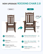 SERWALL Oversized Rocking Chair Set of 4 Outdoor, HDPE Outdoor Rocking Chair Set of 4, Coffee