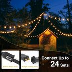 ZJOJO LED Outdoor String Lights,100FT Outdoor Lights for Patio with 32 Shatterproof Bulbs, 2700K Dimmable Waterproof Globe LED Patio Light Lights for Outside Christmas Backyard Bistro Porch Garden
