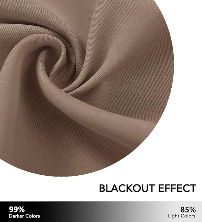 NICETOWN Curtain for Bedroom Blackout, Grommet Room Darkning Thermal Insulated Keep Warm in Winter & Cool in Summer Outdoor/Indoor Drape for Living Room/Yard, Tan, 1 Panel, W84 by L108
