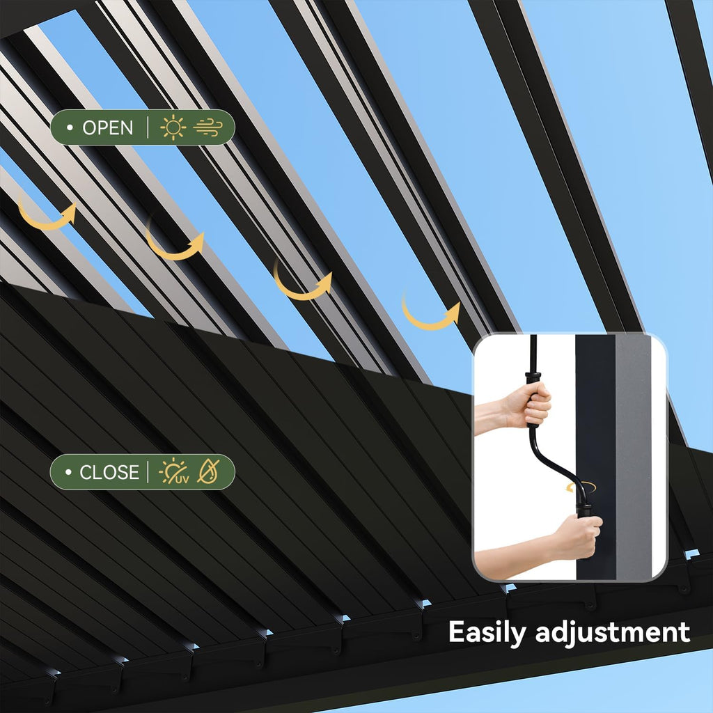 aoxun louvered pergola 8x5, outdoor grill pergola with shown in use