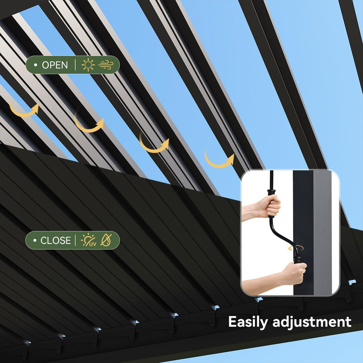 aoxun louvered pergola 8x5, outdoor grill pergola with shown in use