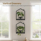 HOOBRO Wall Plant Holder, Wall Planters for Indoor Plants Set of 2, Plant Hanger Indoor Window Plant Shelves for Indoor Outdoor Decor, Black BK08HJP201