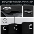 Outdoor Indoor Curtains W52 x L108 for Patio Weather-resistant Window Panels Privacy Protect Grommet Top Thermal Insulated Home Curtain for Porch Lawn Garden Hot Tub Area (Black, 2 Panels)