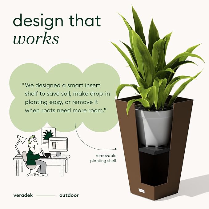 Veradek V-Resin Indoor/Outdoor Taper Planter, Set of 2 (30 inch, Espresso)