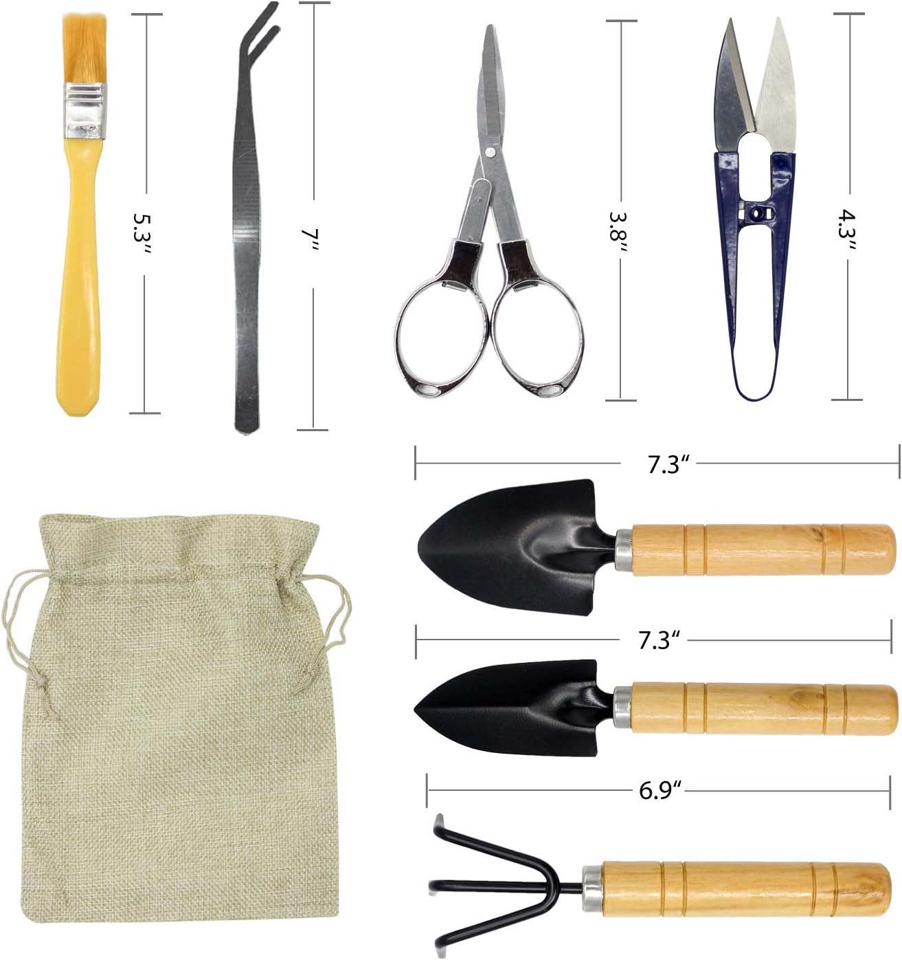 Bonsai Tool Set 8 PCS-Mini Gardening Tools Kit for Indoor Outdoor Plant | Perfect for garden enthusiasts Compact and easy to use