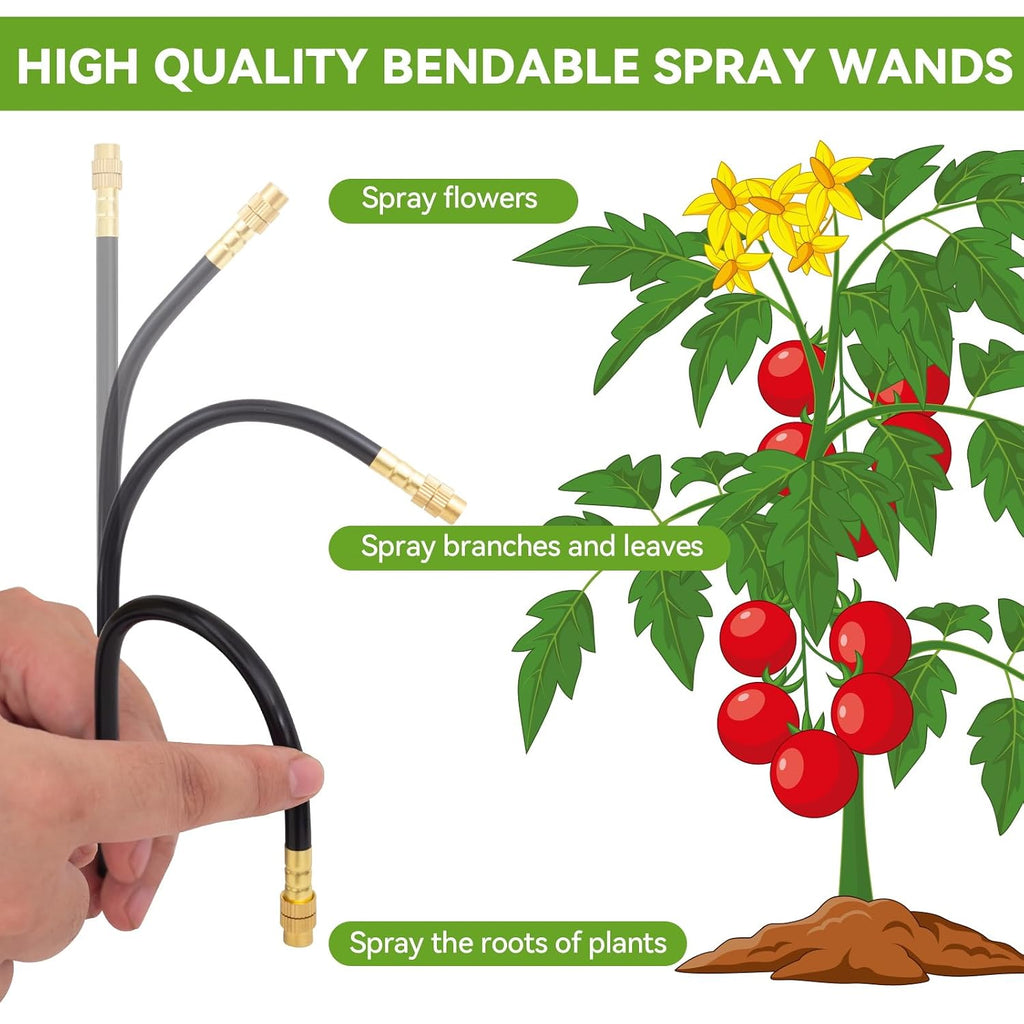 Drip Irrigation System Kit with 16 Pcs Adjustable Brass Nozzles & Bendable Spay Arm,120ft Garden Watering Misting System for Outdoor Raised Bed, Potted Plant, Yard, Greenhouse