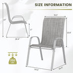UDPATIO Patio Chairs Set of 4, Stackable Silver Outdoor Dining Chairs with High Back, Breathable Outdoor Chair Textilene Fabric All Weather, 350LBS Capacity for Garden, Backyard (Light Grey)
