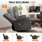 MAHOMICO Rocker Recliner Chair with Massage and Heat | Cup Holders,USB Charging Port,Side Storage Pockets,Soft Armrests,Single Sofa Recliner,for Living Room,Nursery,Bedroom,Grey