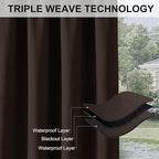 RYB HOME Blackout Curtains Outdoor 1 Panel, Wide 52 x Long 95 inch, Brown
