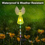 4 Pack Solar Angel Lights Outdoor Decor, Decorative Color Changing Waterproof LED Angel Stake Lights for Cemetery Grave Garden Patio Yard Art Lawn Decoration, Grave Markers, Memorial Gifts