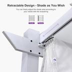 PURPLE LEAF 10' x 13' Aluminum Outdoor Pergola Retractable Pergola with Double Sun Shade Canopy White Modern Grape Trellis Metal Pergola with Light for Patios Garden Deck Backyard, White