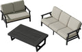 3 pieces patio furniture sets, black wood outdoor, main product view
