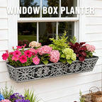 2 Pack 30 Inch Window Boxes Planter for Outdoor Plants Deck Railing Planters Box with Adjustable Brackets for Porch Fence Balcony Hanging Flower Baskets with Non-Woven Fabric Liner for Garden Décor