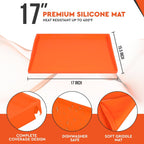 17 Inch Silicone Griddle Cover for Blackstone Griddle — Heavy Duty Food Grade BPA-Free Flat Top Grill Cover Mat, Edge-to-Edge Protection, All Seasons, Portable & Dishwasher Safe, Orange