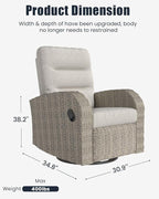 Outdoor Swivel Recliner Chair Set of 2, All-Weather Wicker Reclining Patio Chair with Adjustable Backrest and Footrest