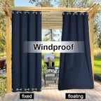 NICETOWN Navy Blue Outdoor Curtain for Patio Waterproof & Windproof Extra Wide, Rustproof Top and Bottom Grommet Blackout Thermal Insulated Indoor Outdoor Drape for Pergola, 1 PC, W100 x L84