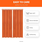 Outdoor Patio Curtain Waterproof Darkening Thermal Insulated Indoor Curtains for Bedroom, Porch, Living Room, Pergola, Cabana, W105 x L120 Extra Wide Room Divider, Orange, Set of 2 Panels