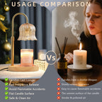 Candle Warmer Lamp with Timer: Adjustable Dimmable Height Adjustable - Flower Amber Shape Wax Lamp Jar Candles Modern Home Decor Table Lights - Bedroom Decor
