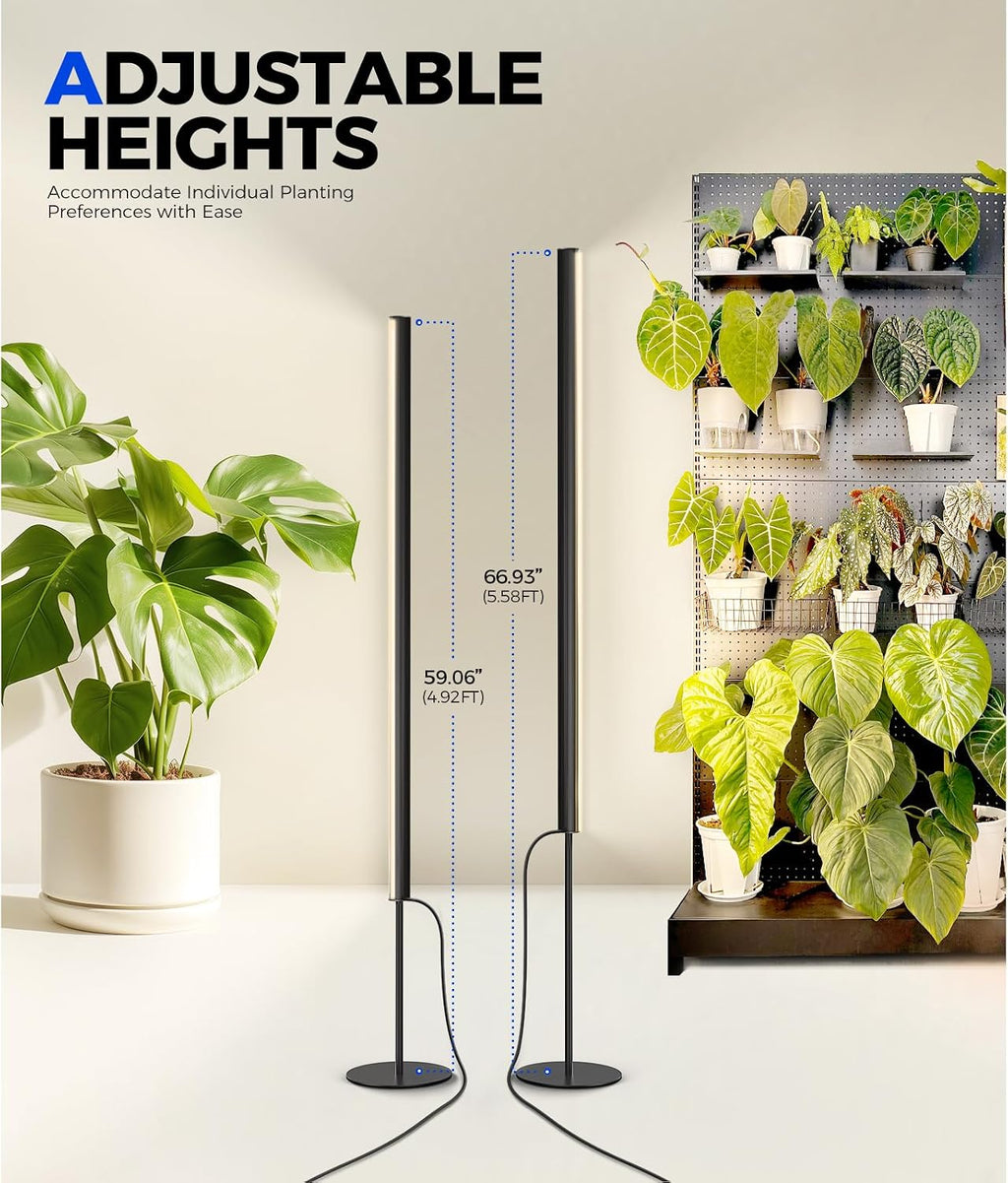 Barrina T1S Vertical Grow Light, 65W Full Spectrum, 5FT-5.6FT Height, Black | Mechanical Timer, High PPFD Grow Lights for Indoor Plants, Standing Side Lighting to Stand, Tall Plants, Foot Switch, Black