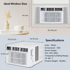 rovsun 8000 btu air conditioner window unit with on a desk or shelf