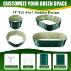 17" Tall Elevated Oval Metal Raised Garden Bed - 5ft x 2ft in Size and 0.8MM Thick Durable Planter Bed/Box for Vegetables Flowers Succulent at Patio/Garden Outdoor (Dark Green, 5X2X1.4 FT)