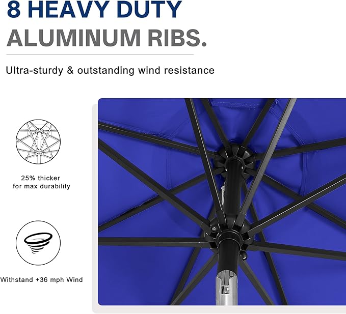 ABCCANOPY Solar Led Patio Umbrellas with 32LED Lights 11FT (Blue)