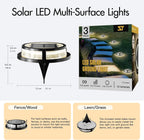 Solar Ground Lights, Outdoor Solar Deck Light, Flat Disc Lights, Waterproof Landscape Light for Garden Lawn Yard Fence Pathway - Durable Aluminum Frame with a Sturdy Metal Stake