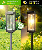 Solar Pathway Lights Outdoor, 4 Pack Upgraded Solar Lights Outdoor Waterproof, Bright Up to 15 Hrs Auto On/Off Garden Light for Yard Patio Lawn Path Walkway Driveway Outside Decor